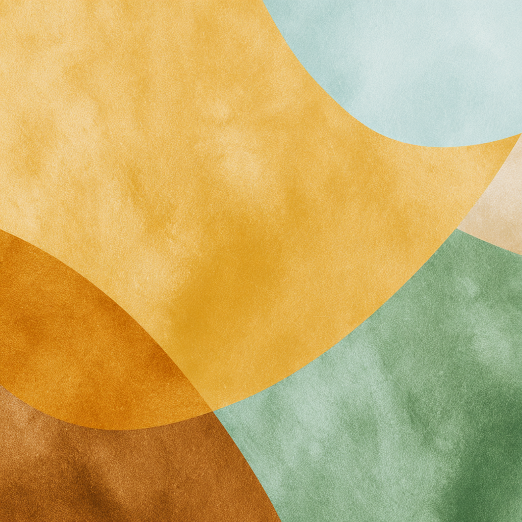 Farbenfrohes Abstraktes Design Mit Fliessenden Formen Gold Gruen Blau | Mid Century Modern | Einrichtungsstile