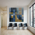Geometrische Abstraktion Blautoene Goldgruene