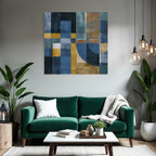 Geometrische Abstraktion Blautoene Goldgruene