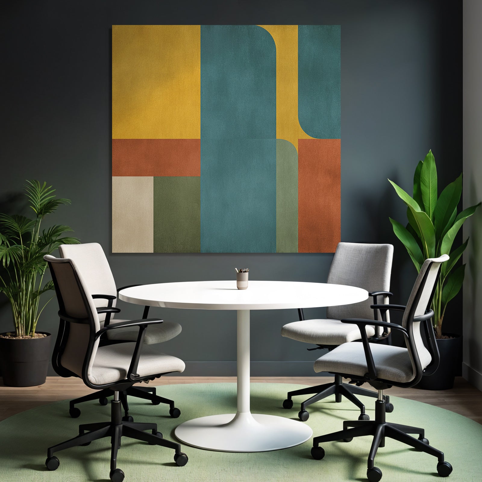 Geometrisches Design Mit Farben Gelb Blau Rot Gruen Creme