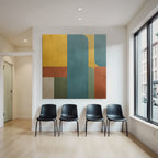 Geometrisches Design Mit Farben Gelb Blau Rot Gruen Creme