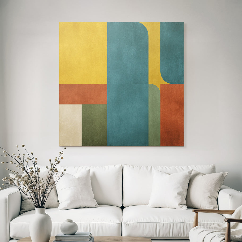 Geometrisches Design Mit Farben Gelb Blau Rot Gruen Creme