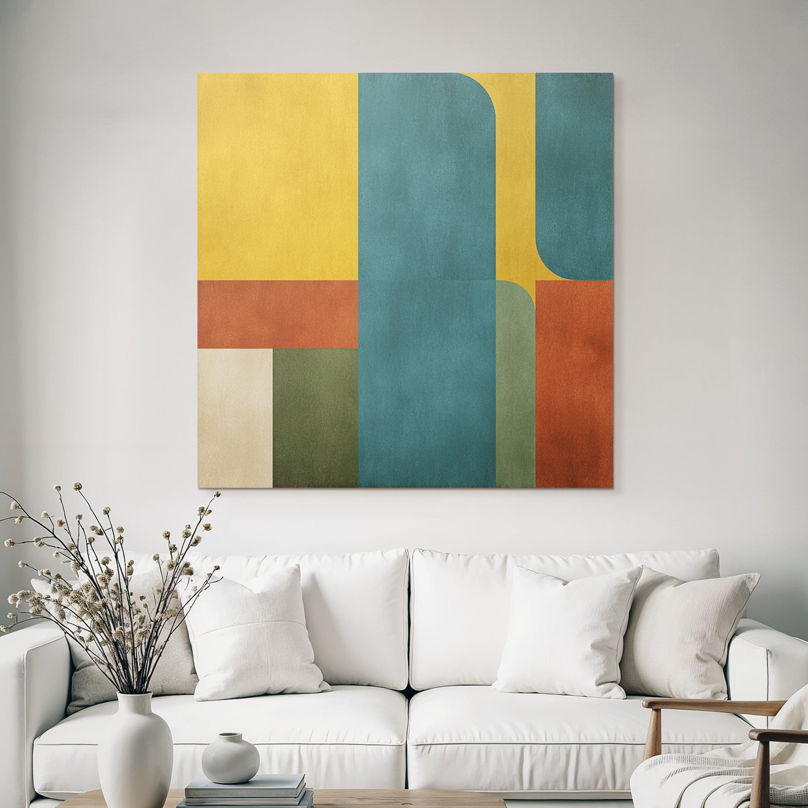 Geometrisches Design Mit Farben Gelb Blau Rot Gruen Creme