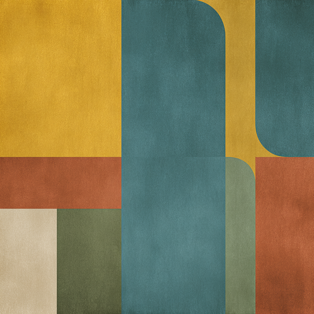 Geometrisches Design Mit Farben Gelb Blau Rot Gruen Creme | Mid Century Modern | Einrichtungsstile