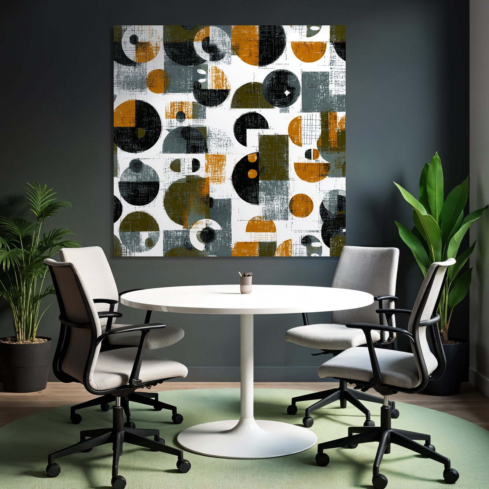 Geometrisches Muster In Farben Orange Grau Schwarz Weiss Texturiert