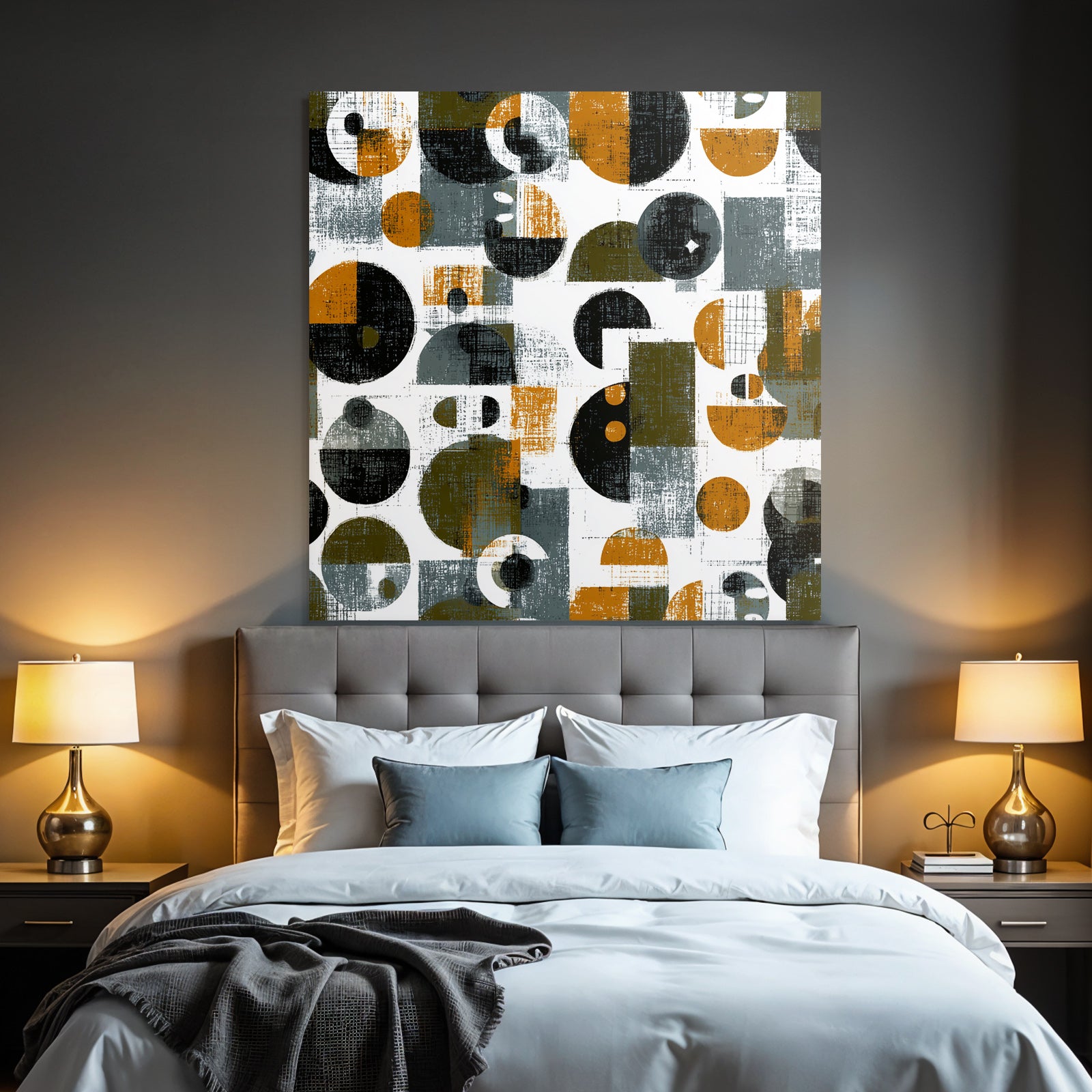 Geometrisches Muster In Farben Orange Grau Schwarz Weiss Texturiert