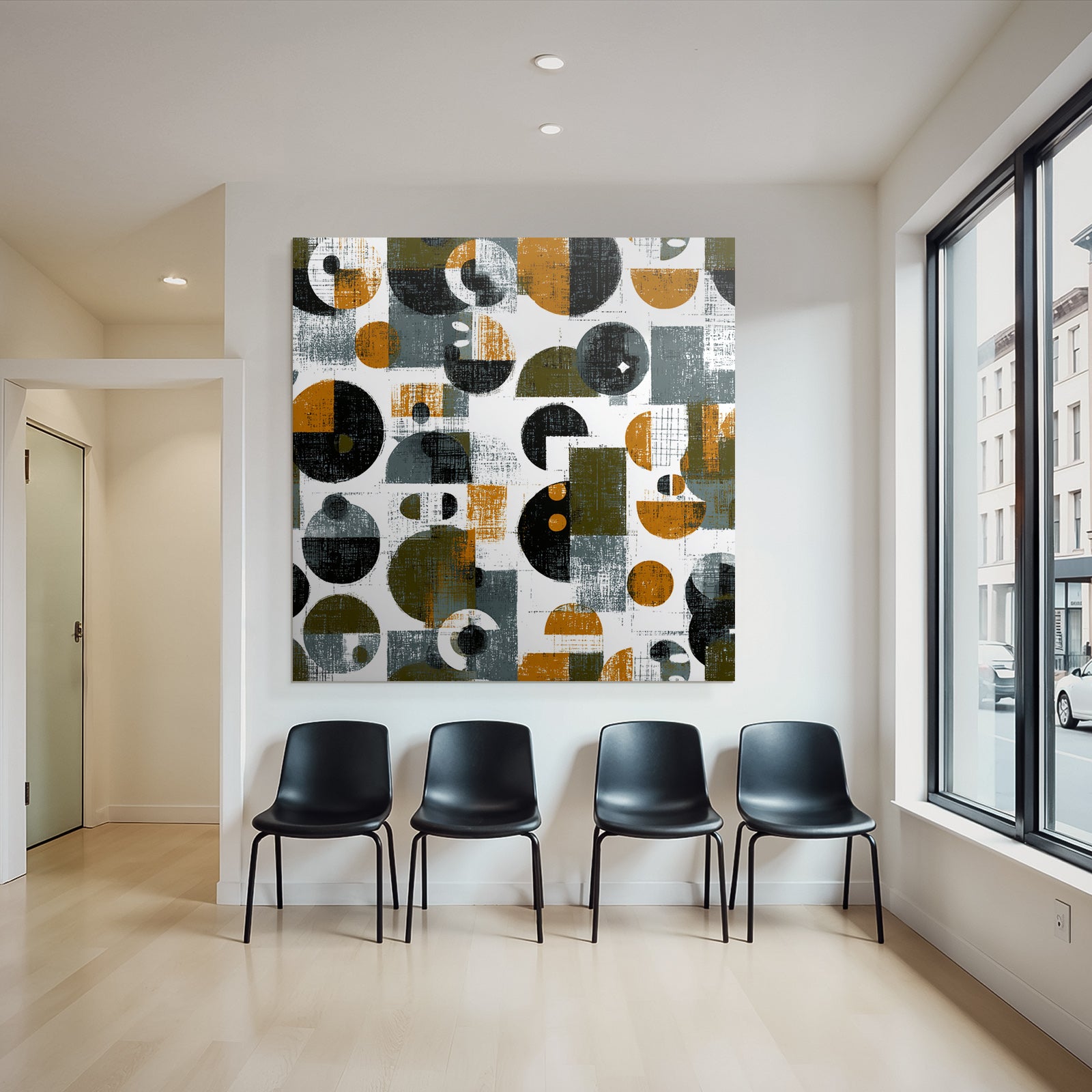 Geometrisches Muster In Farben Orange Grau Schwarz Weiss Texturiert