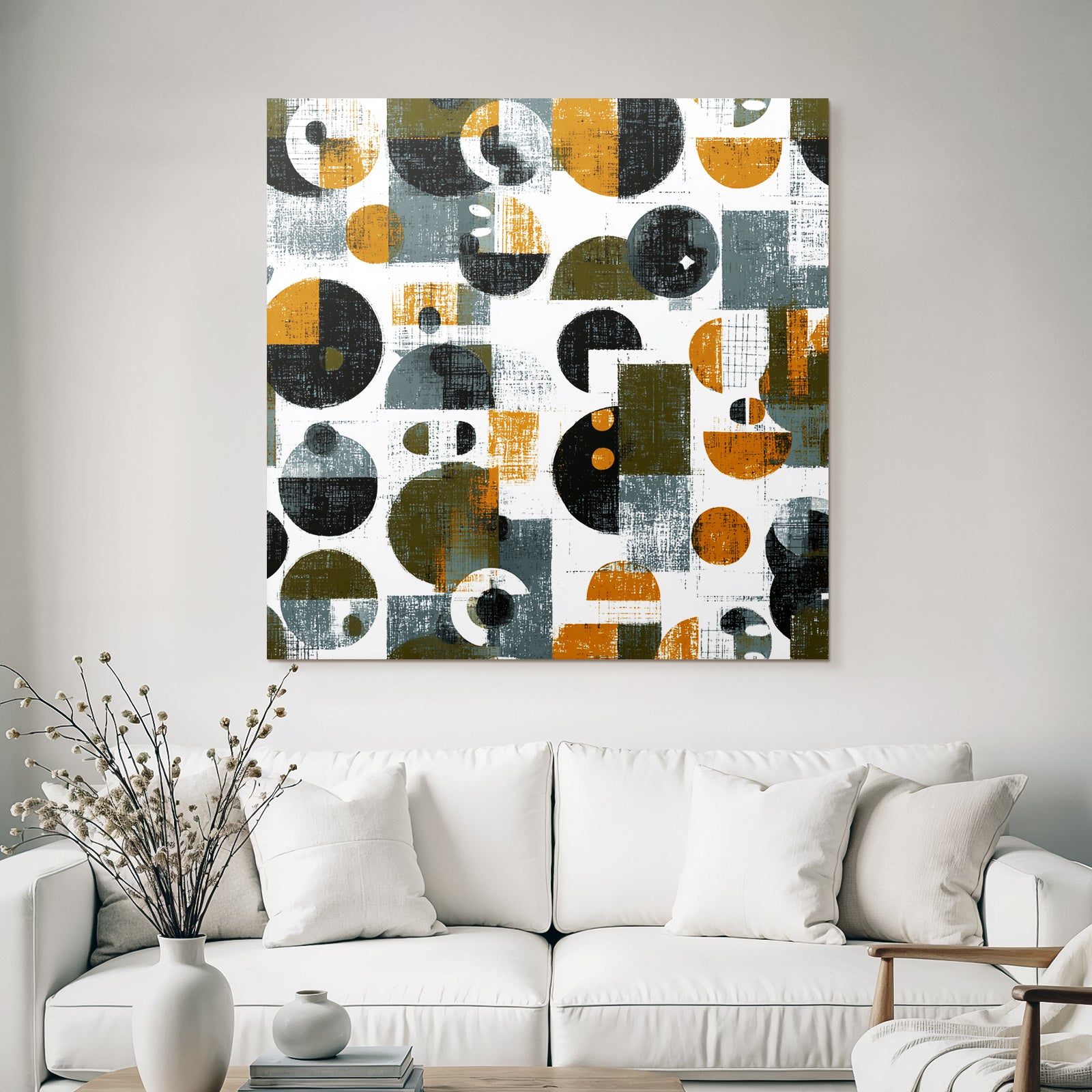 Geometrisches Muster In Farben Orange Grau Schwarz Weiss Texturiert