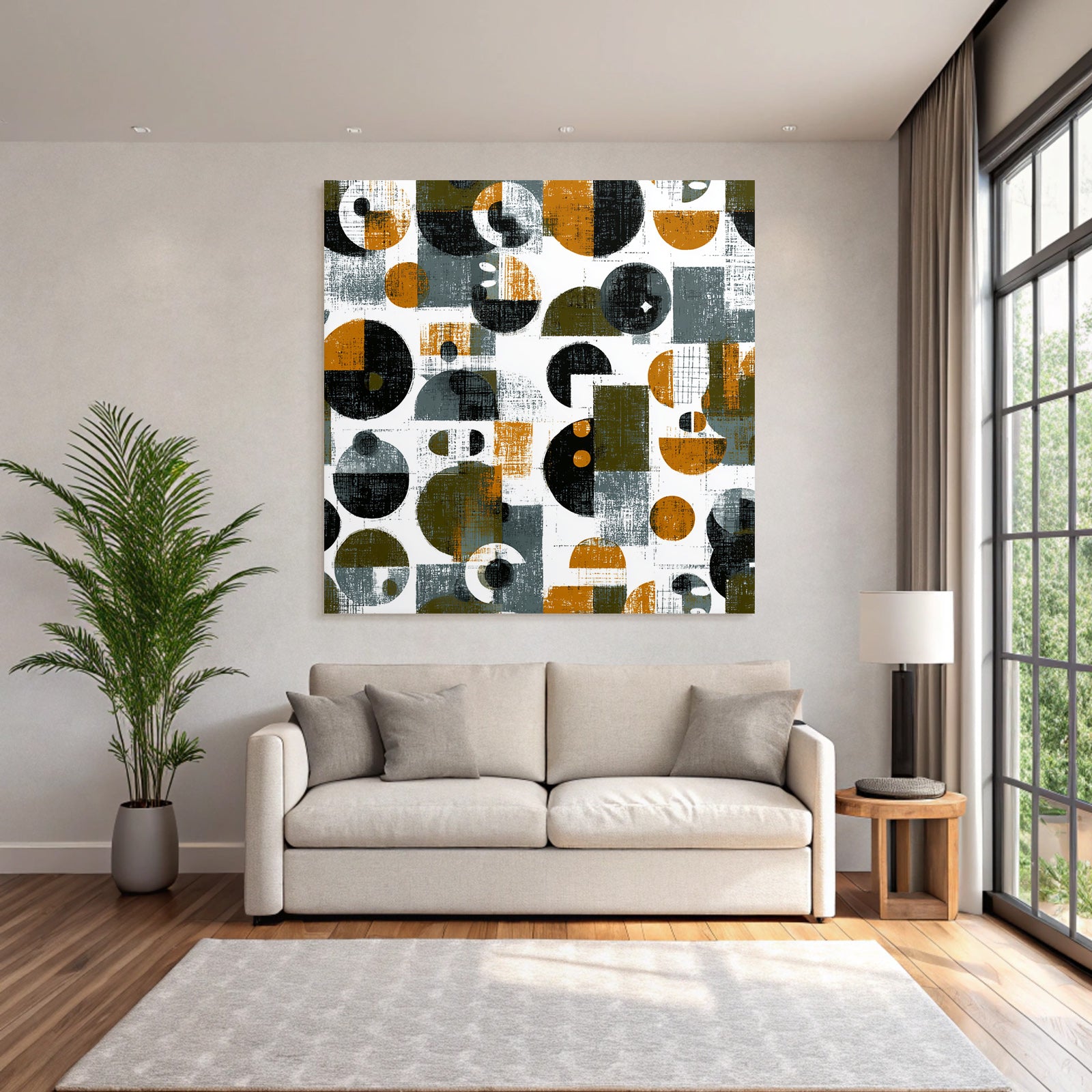 Geometrisches Muster In Farben Orange Grau Schwarz Weiss Texturiert