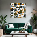 Geometrisches Muster In Farben Orange Grau Schwarz Weiss Texturiert