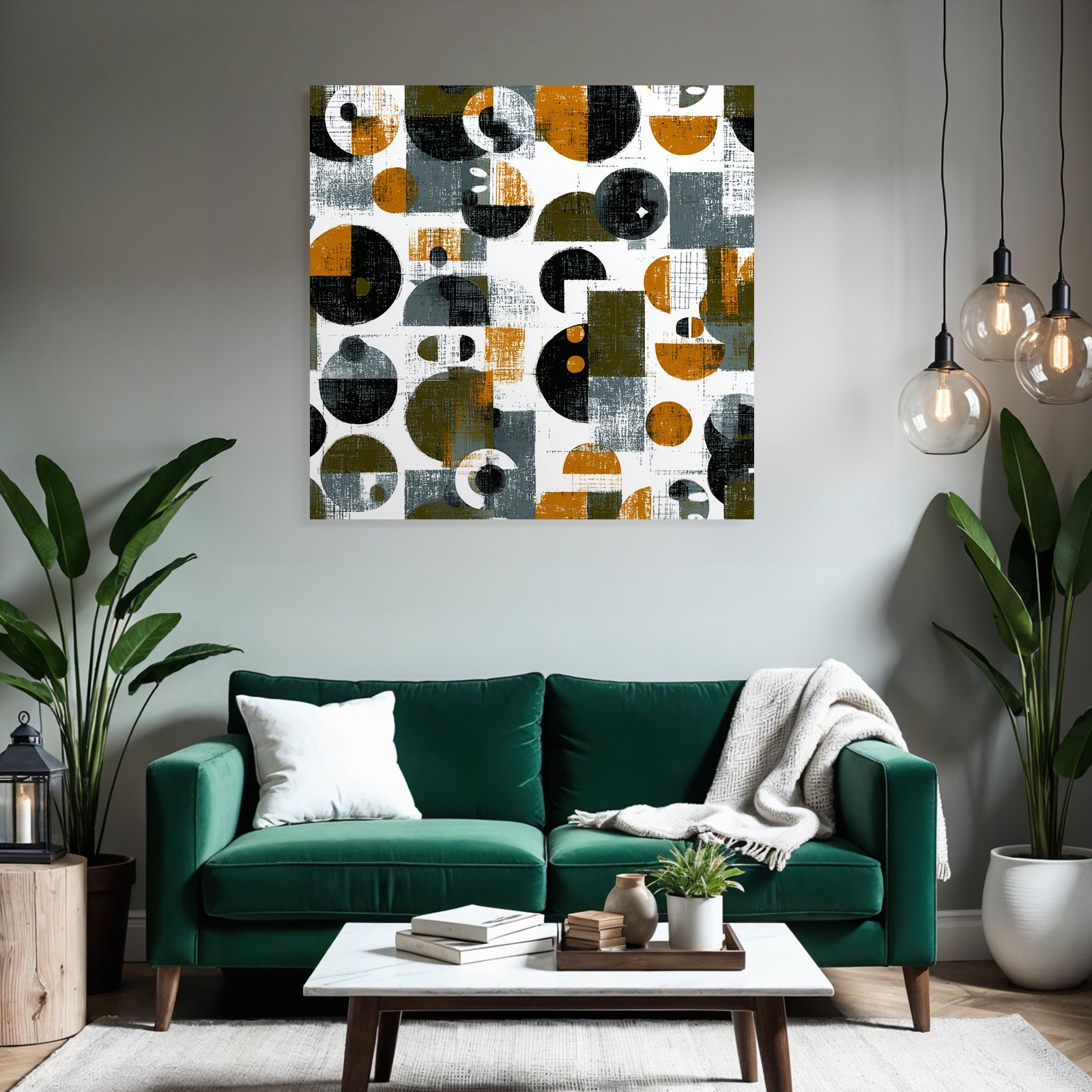 Geometrisches Muster In Farben Orange Grau Schwarz Weiss Texturiert