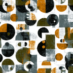 Geometrisches Muster In Farben Orange Grau Schwarz Weiss Texturiert | Mid Century Modern | Einrichtungsstile