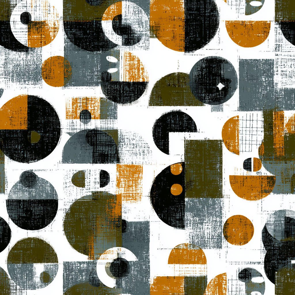 Geometrisches Muster In Farben Orange Grau Schwarz Weiss Texturiert | Mid Century Modern | Einrichtungsstile