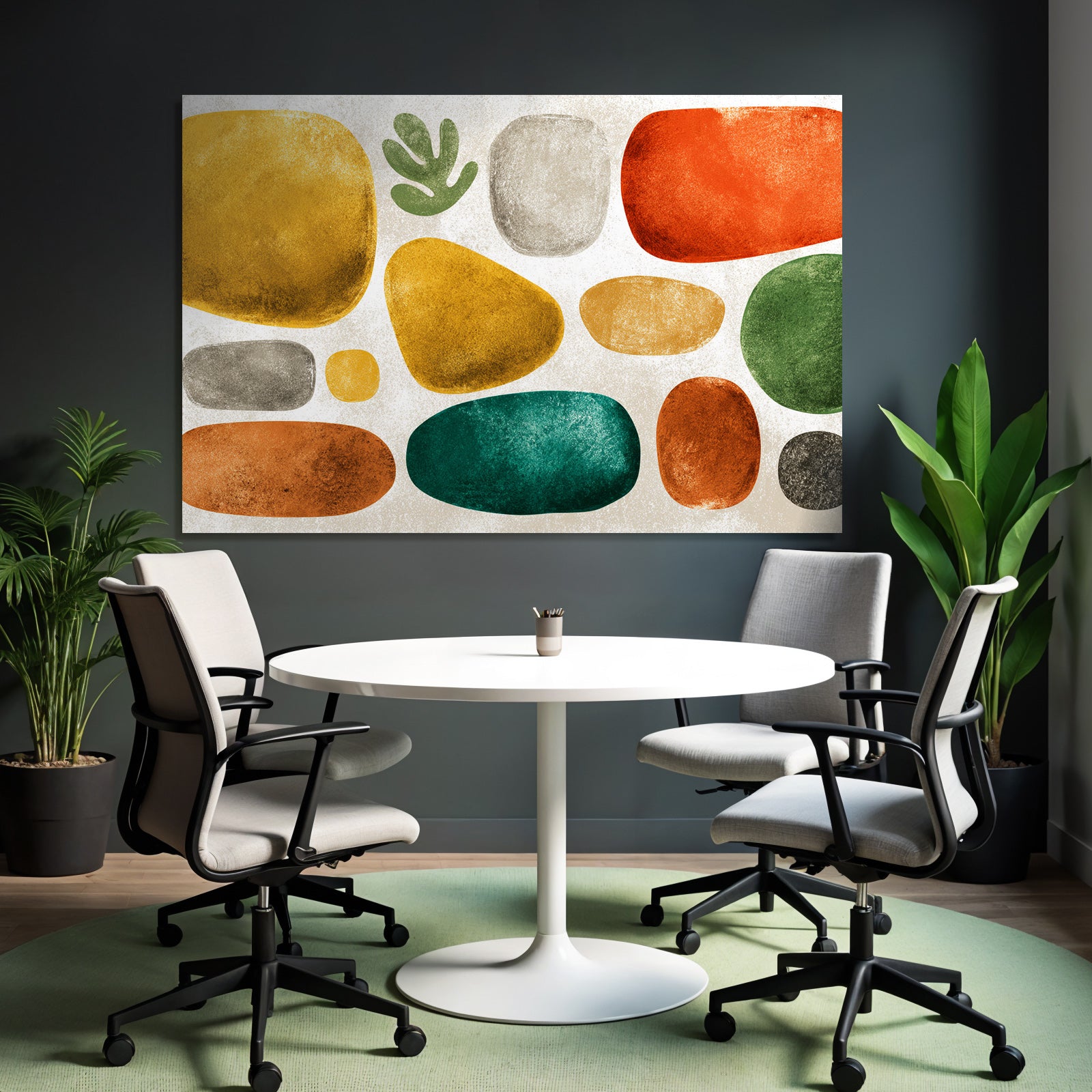 Abstrakte Design Bunte Steine Farben Gelb Gruen Orange Grau Rot Hintergrund