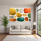Abstrakte Design Bunte Steine Farben Gelb Gruen Orange Grau Rot Hintergrund