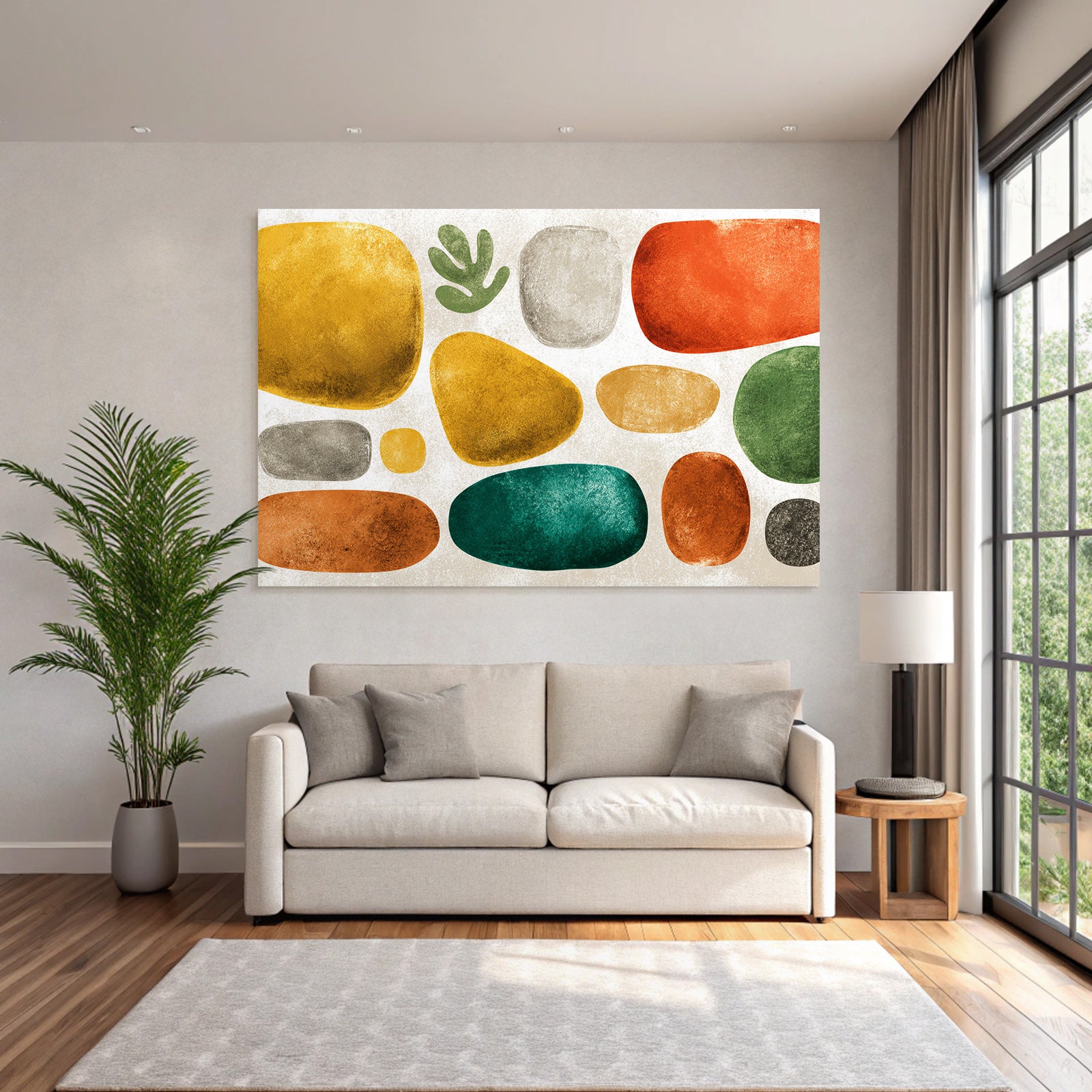 Abstrakte Design Bunte Steine Farben Gelb Gruen Orange Grau Rot Hintergrund