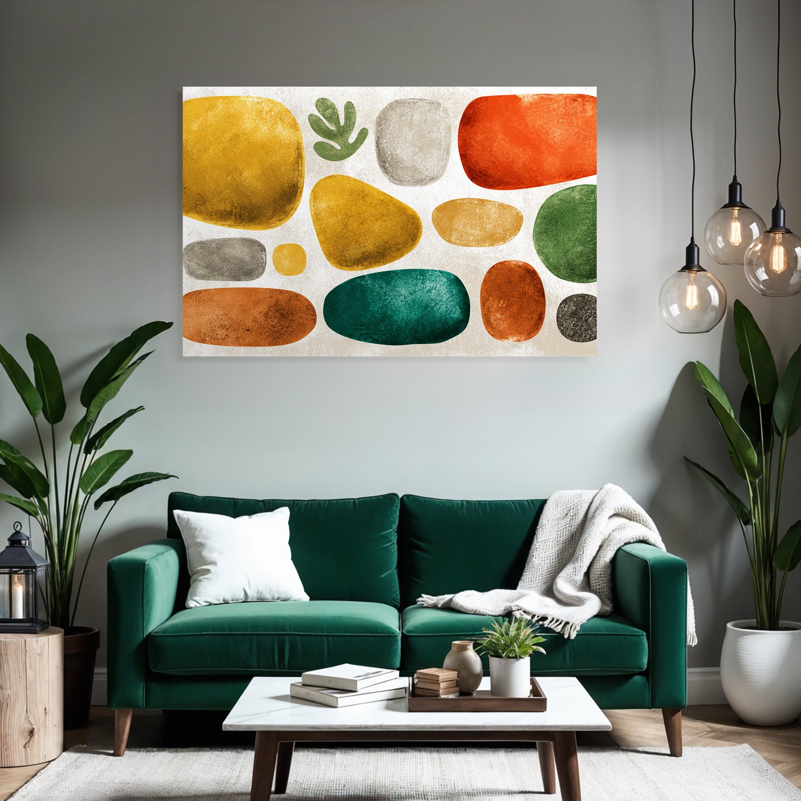 Abstrakte Design Bunte Steine Farben Gelb Gruen Orange Grau Rot Hintergrund