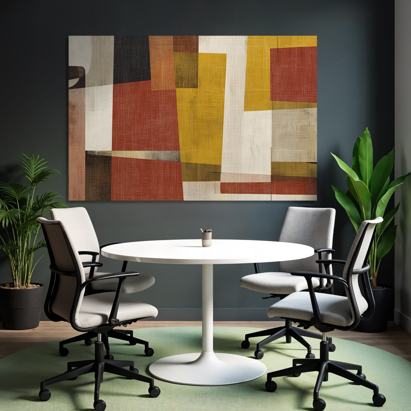 Abstrakte Geometrische Formen Farben Rot Gelb Braun Weiss