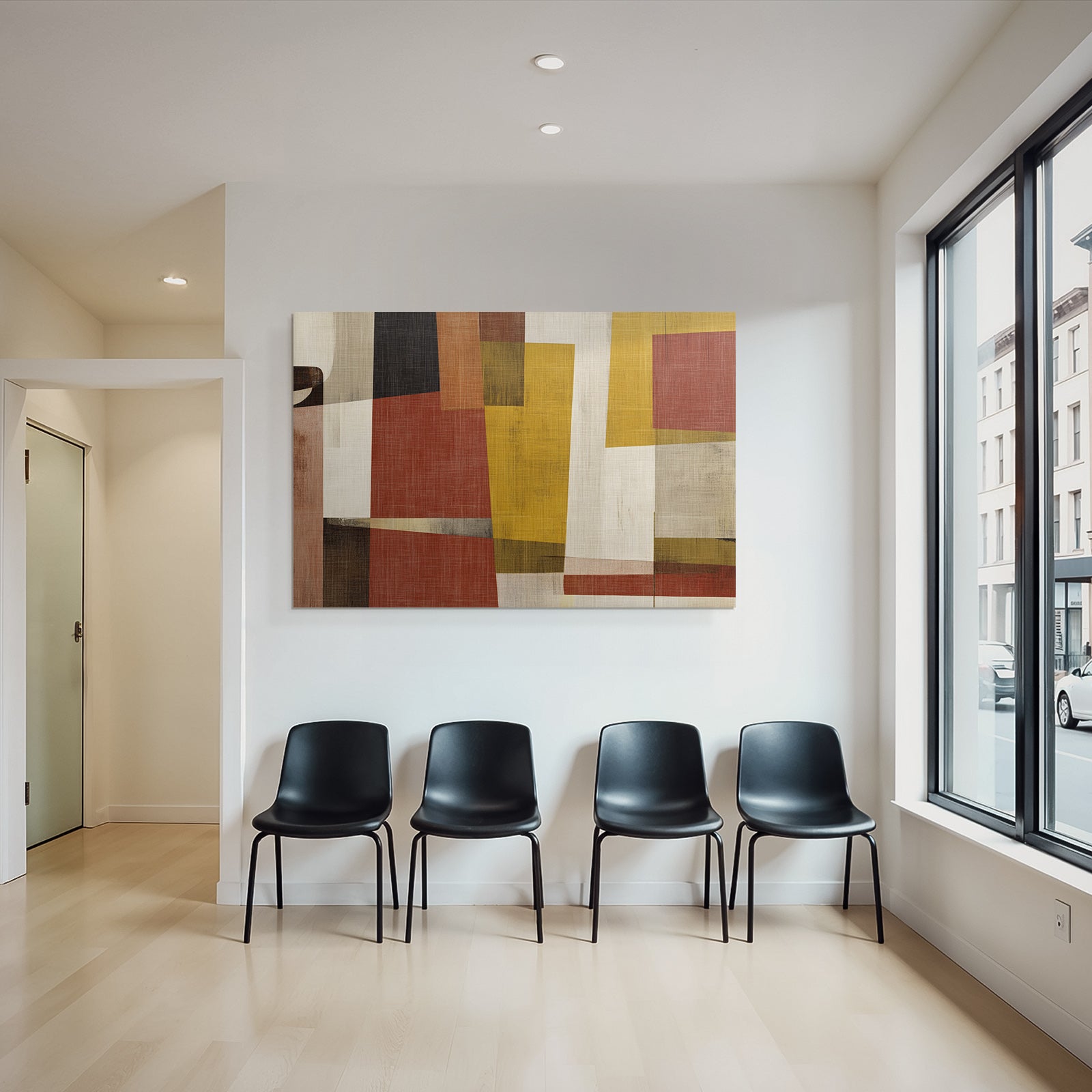 Abstrakte Geometrische Formen Farben Rot Gelb Braun Weiss