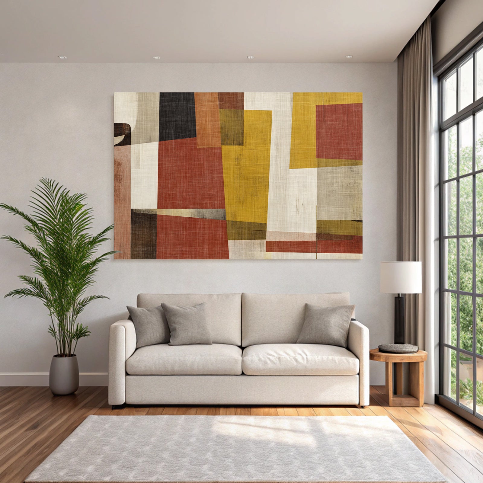 Abstrakte Geometrische Formen Farben Rot Gelb Braun Weiss