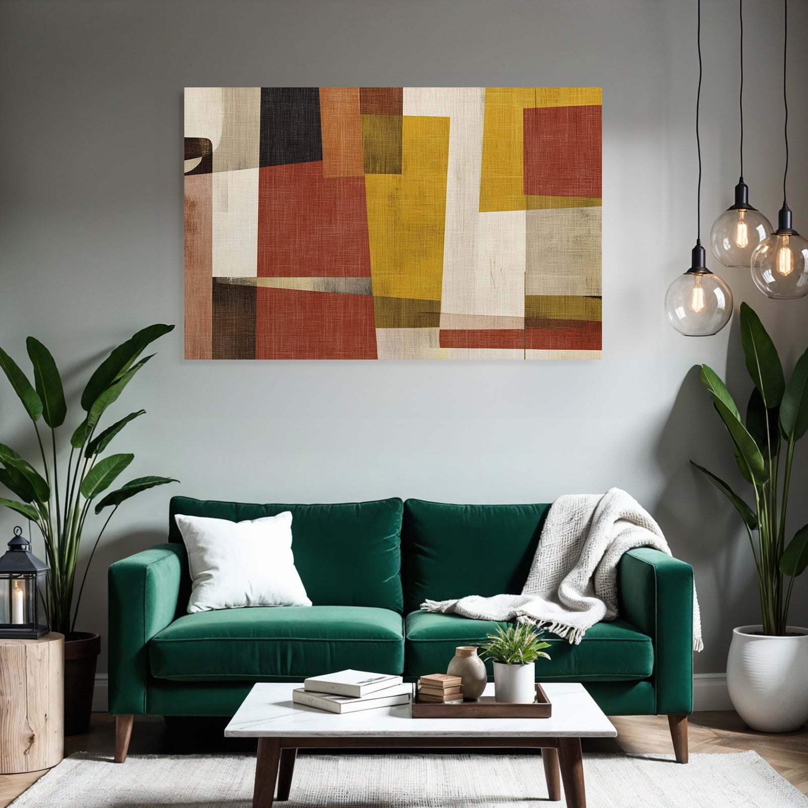 Abstrakte Geometrische Formen Farben Rot Gelb Braun Weiss