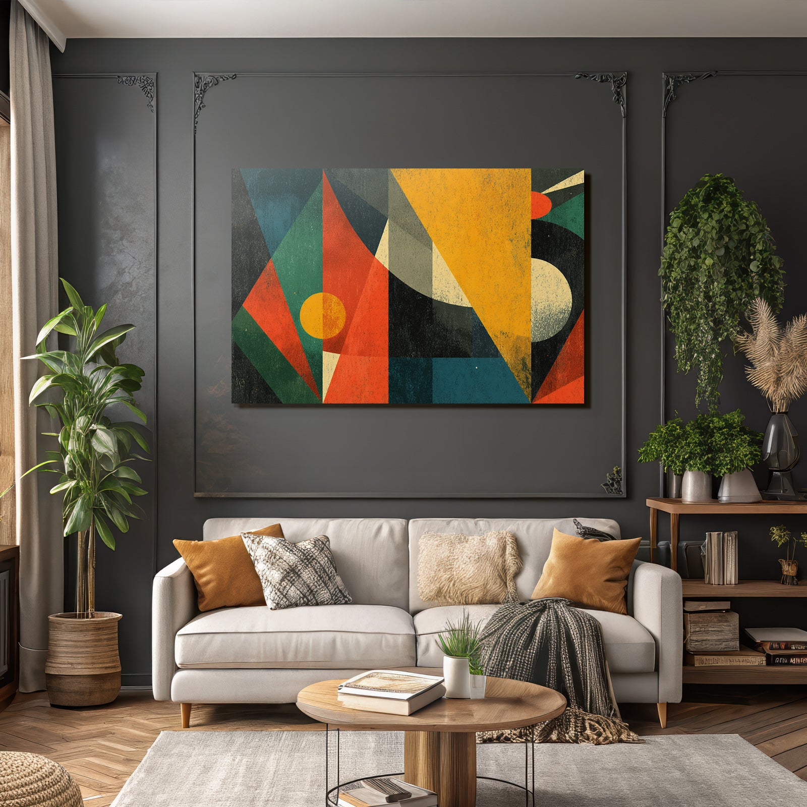 Abstrakte Geometrische Kunst Mit Lebhaften Farben Und Formen