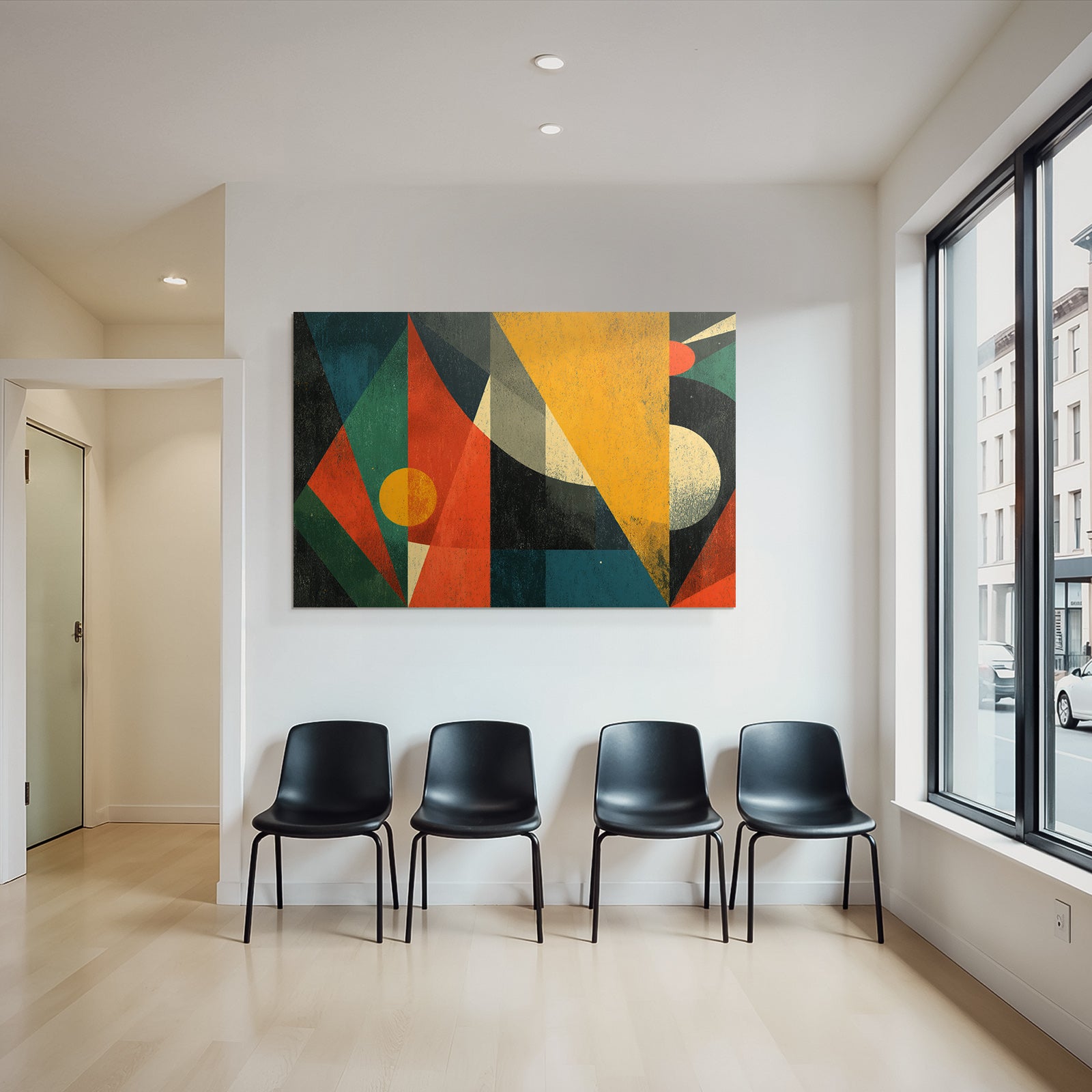 Abstrakte Geometrische Kunst Mit Lebhaften Farben Und Formen