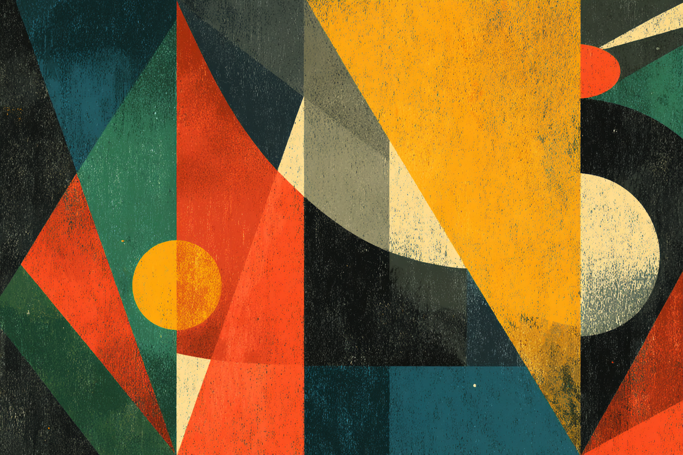 Abstrakte Geometrische Kunst Mit Lebhaften Farben Und Formen | Mid Century Modern | Einrichtungsstile