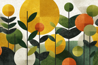 Abstrakte Illustration Blumen Folia Gefarben | Mid Century Modern | Einrichtungsstile