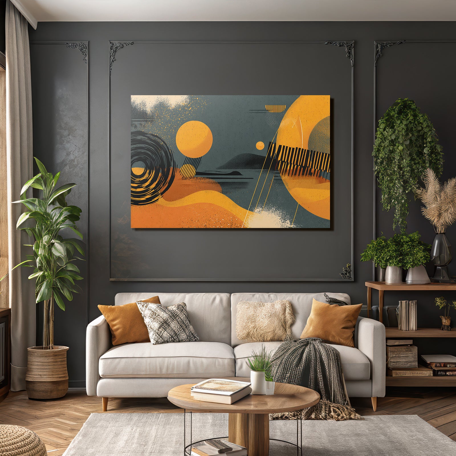 Abstrakte Illustration Farben Formen Linien Warme