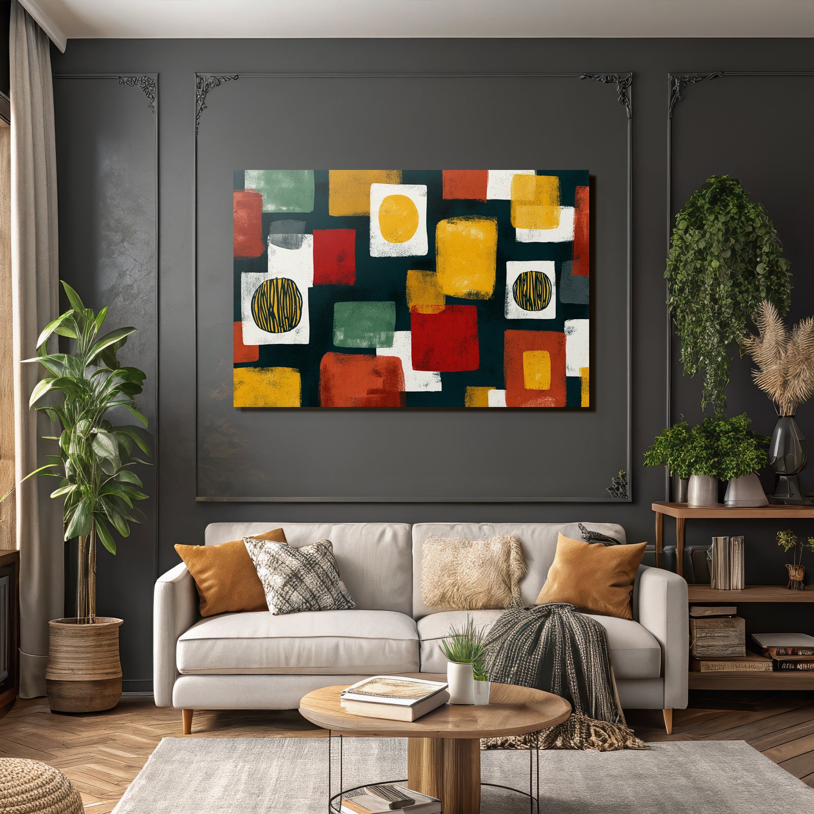 Abstrakte Illustration Farbige Formen Dunkel Hintergrund