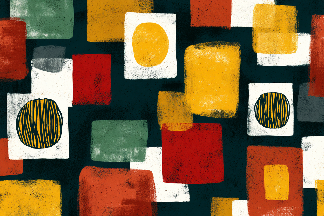 Abstrakte Illustration Farbige Formen Dunkel Hintergrund | Mid Century Modern | Einrichtungsstile