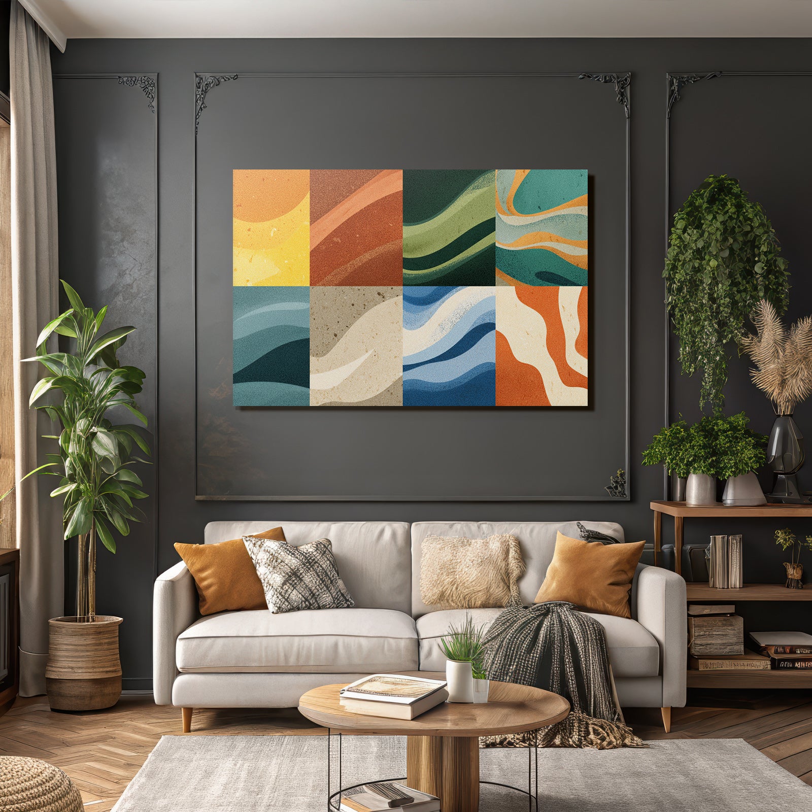 Abstrakte Illustration Fliessende Formen Warme Erdige Farben