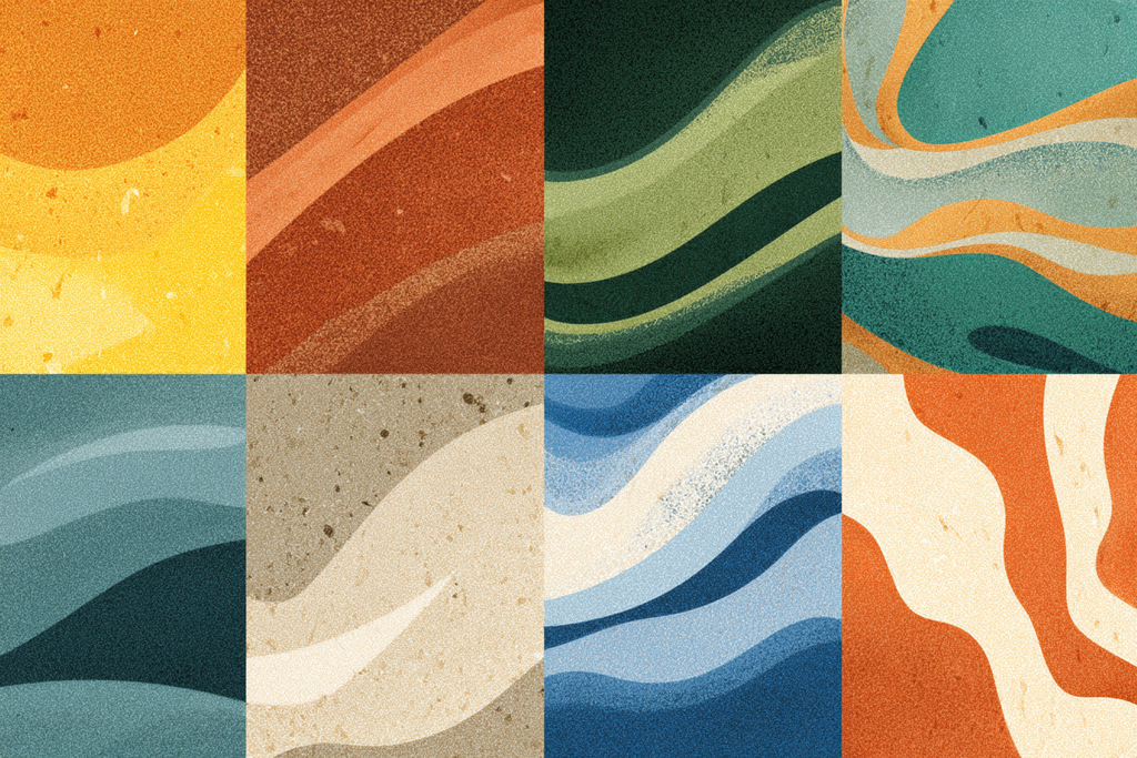 Abstrakte Illustration Fliessende Formen Warme Erdige Farben | Mid Century Modern | Einrichtungsstile