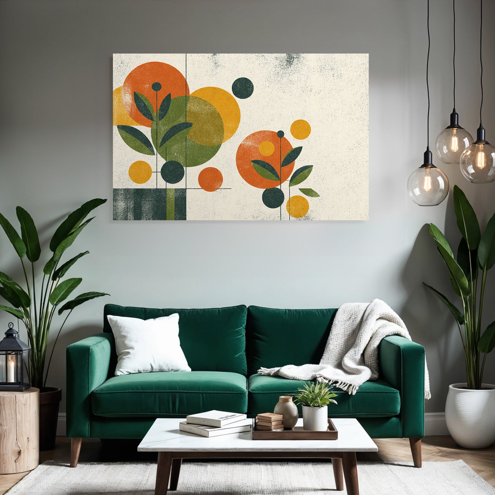 Abstrakte Illustration Geometrische Formen Farben Blumenelemente
