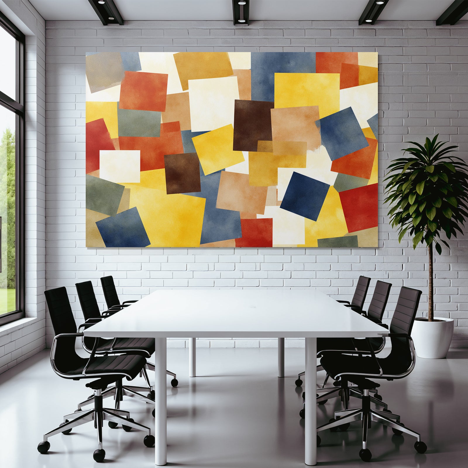 Abstrakte Zusammensetzung Ueberlappende Farbige Quadrate Collage