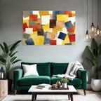 Abstrakte Zusammensetzung Ueberlappende Farbige Quadrate Collage