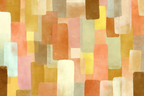 Abstraktes Aquarellbild Mit Rechtecken Und Warmen Farben Orange Gelb Beige Teal | Mid Century Modern | Einrichtungsstile