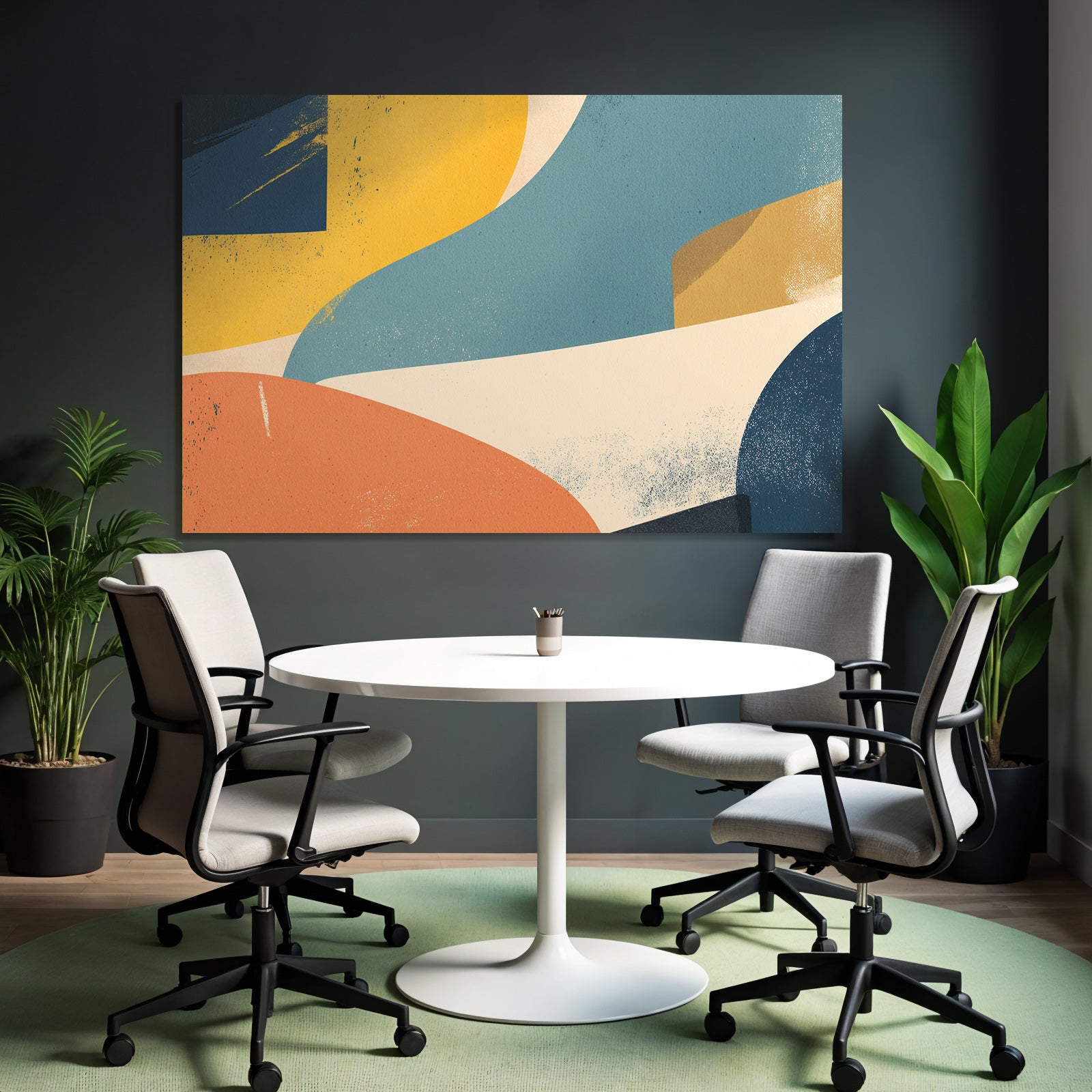 Abstraktes Design Farbenformen Gelbblauorangecreme