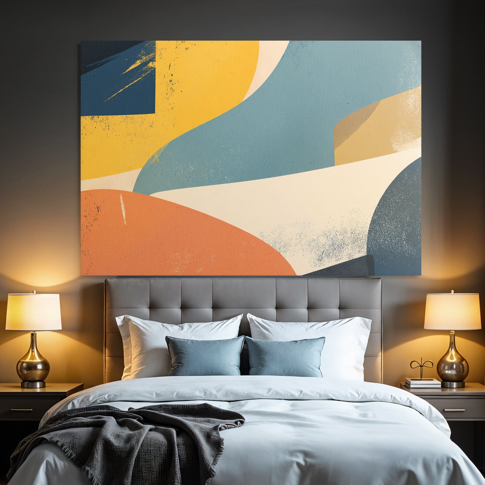 Abstraktes Design Farbenformen Gelbblauorangecreme
