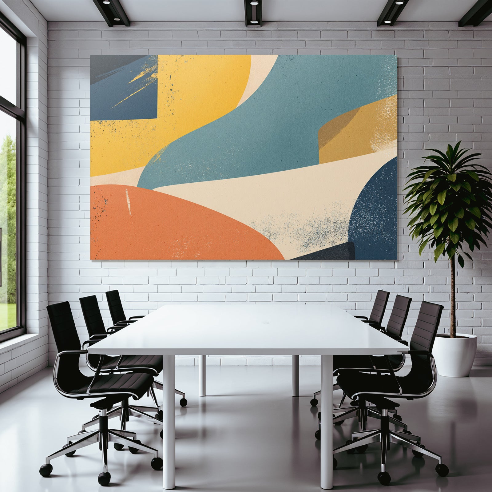 Abstraktes Design Farbenformen Gelbblauorangecreme