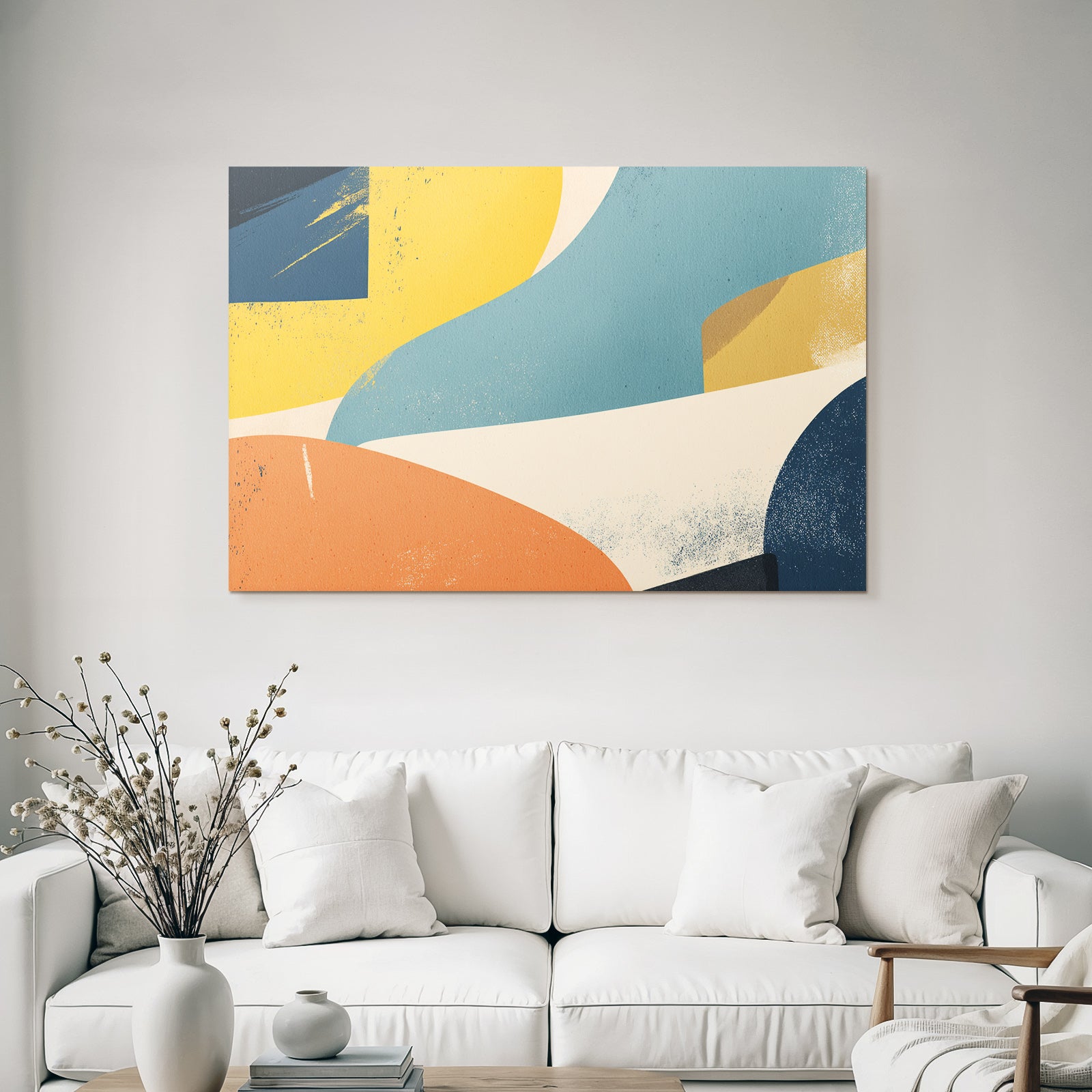 Abstraktes Design Farbenformen Gelbblauorangecreme