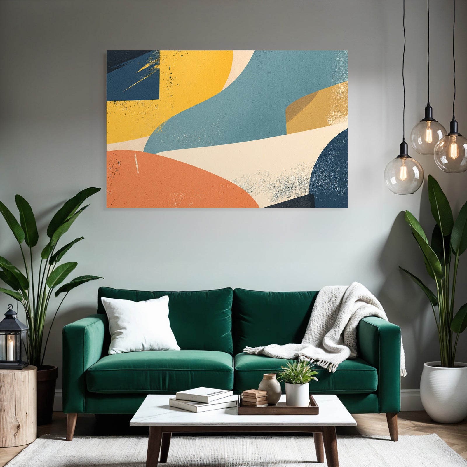 Abstraktes Design Farbenformen Gelbblauorangecreme
