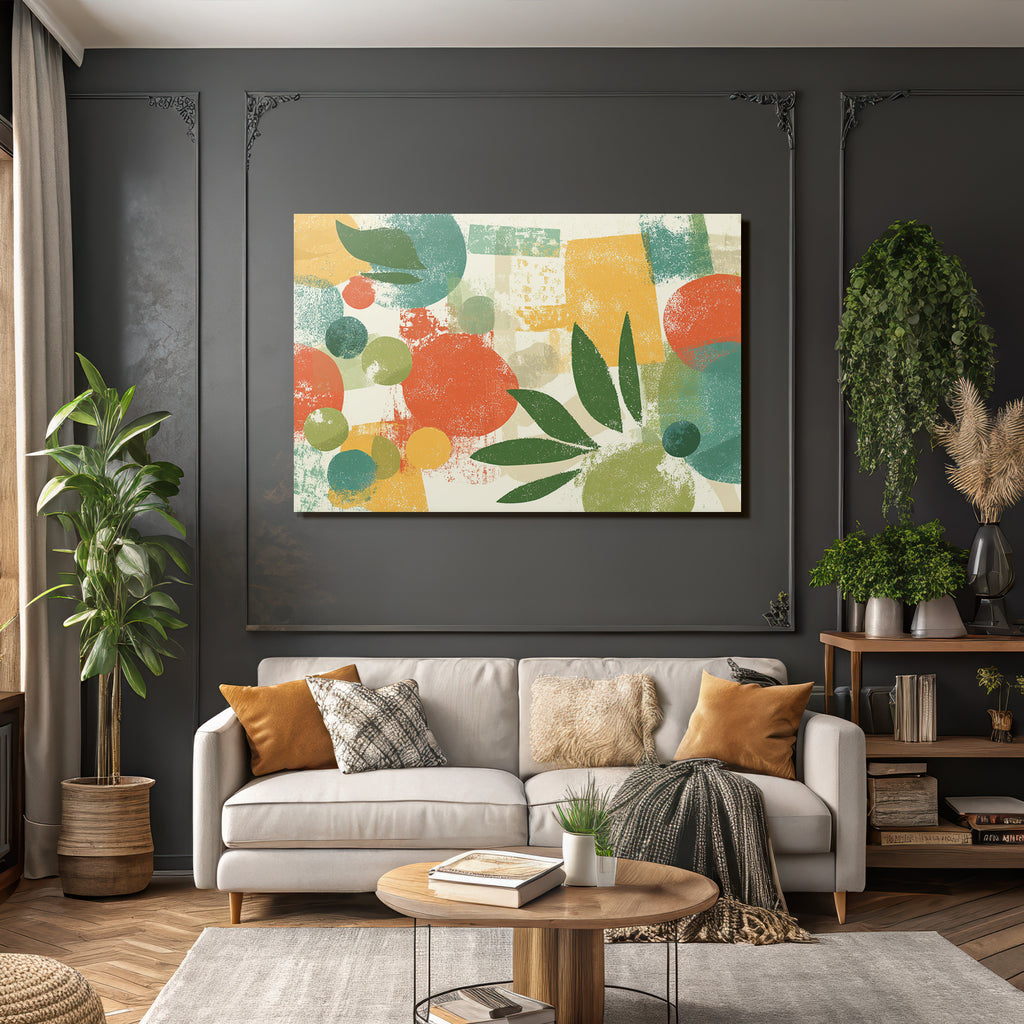 Abstraktes Design Formen Farben Kreise Blaetter Bloecke