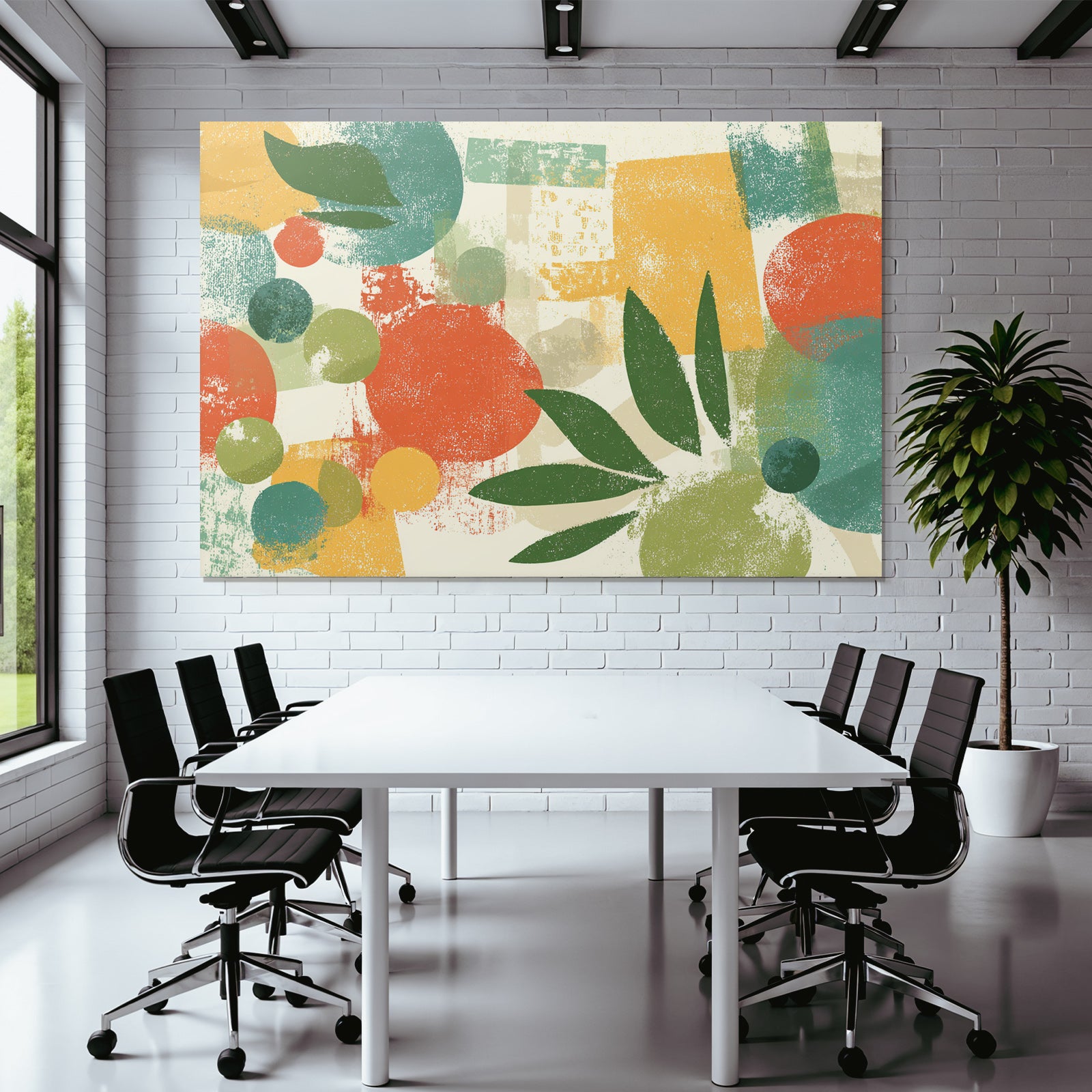 Abstraktes Design Formen Farben Kreise Blaetter Bloecke