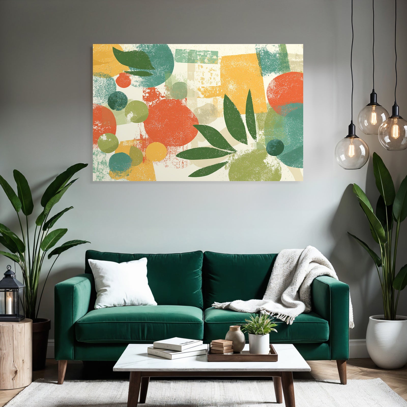 Abstraktes Design Formen Farben Kreise Blaetter Bloecke