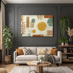 Abstraktes Design Geometrische Formen Kreise Blaetter Warme Farben