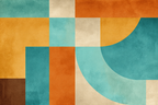 Abstraktes Design Geometrische Formen Orange Tuerkis Beige | Mid Century Modern | Einrichtungsstile