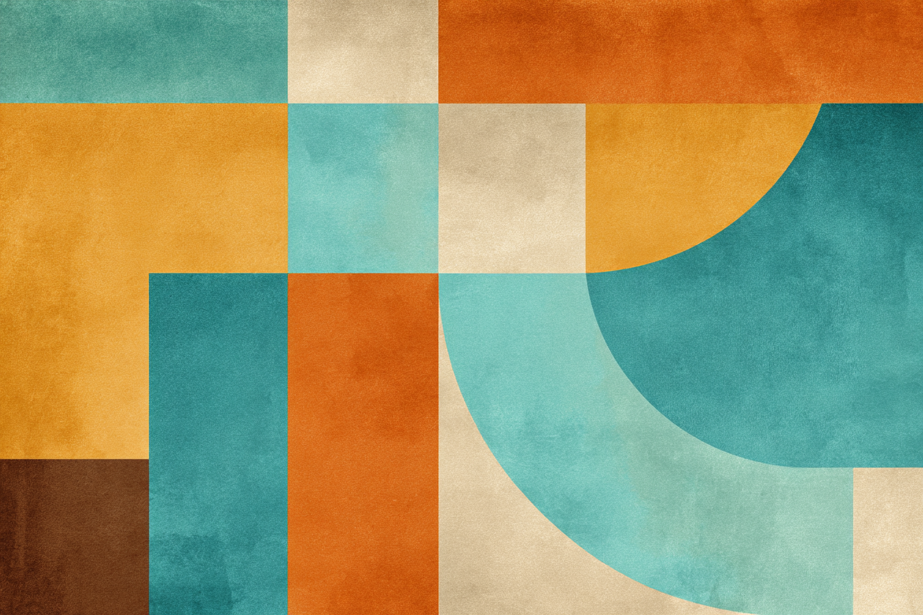 Abstraktes Design Geometrische Formen Orange Tuerkis Beige | Mid Century Modern | Einrichtungsstile