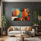 Abstraktes Design Geometrische Formen Orange Tuerkis Braun